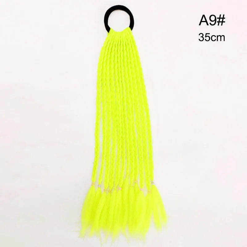 35cm Girl Thicker Wig Ponytail Hair Ropes Kids Twist Braid Rope Headdress Hair Braider Elastic Hair Band Rubber Hair Accessories Viralgem Store