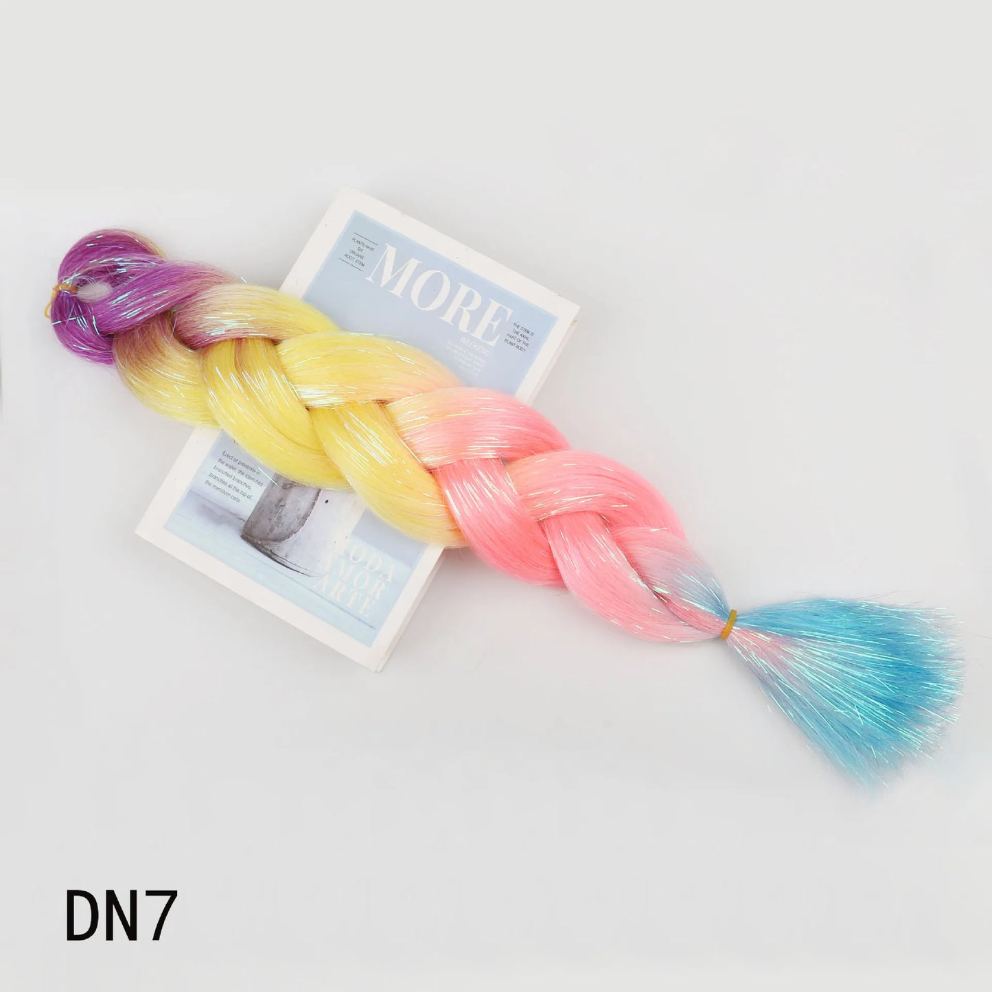 1-4 Packs Ombre Braiding Hair Extensions Synthetic Glitter Sparkle Rainbow Colored Hair 24inch Jumbo Braids Extensions for Women