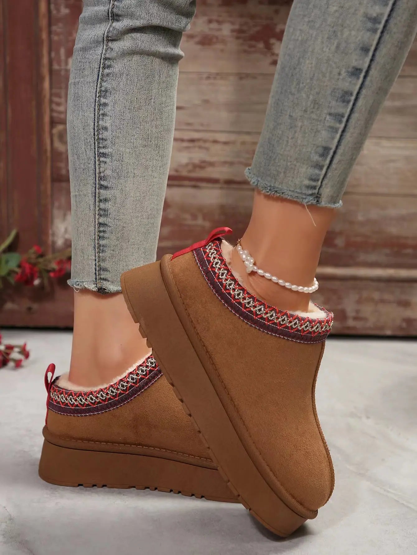 2024 New Women's Wool Slippers Warm Platform Wool Slipperswomen Slippers   Women  Sheepskin Slippers Women Shoes