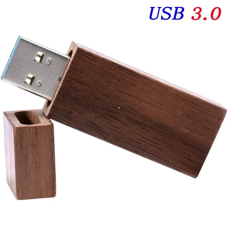 Wooden USB 3.0 Flash Drive 128GB High Speed Pen Drive 64GB Free Custom Logo Memory Stick Photography Wedding Gifts Pendrive 32GB