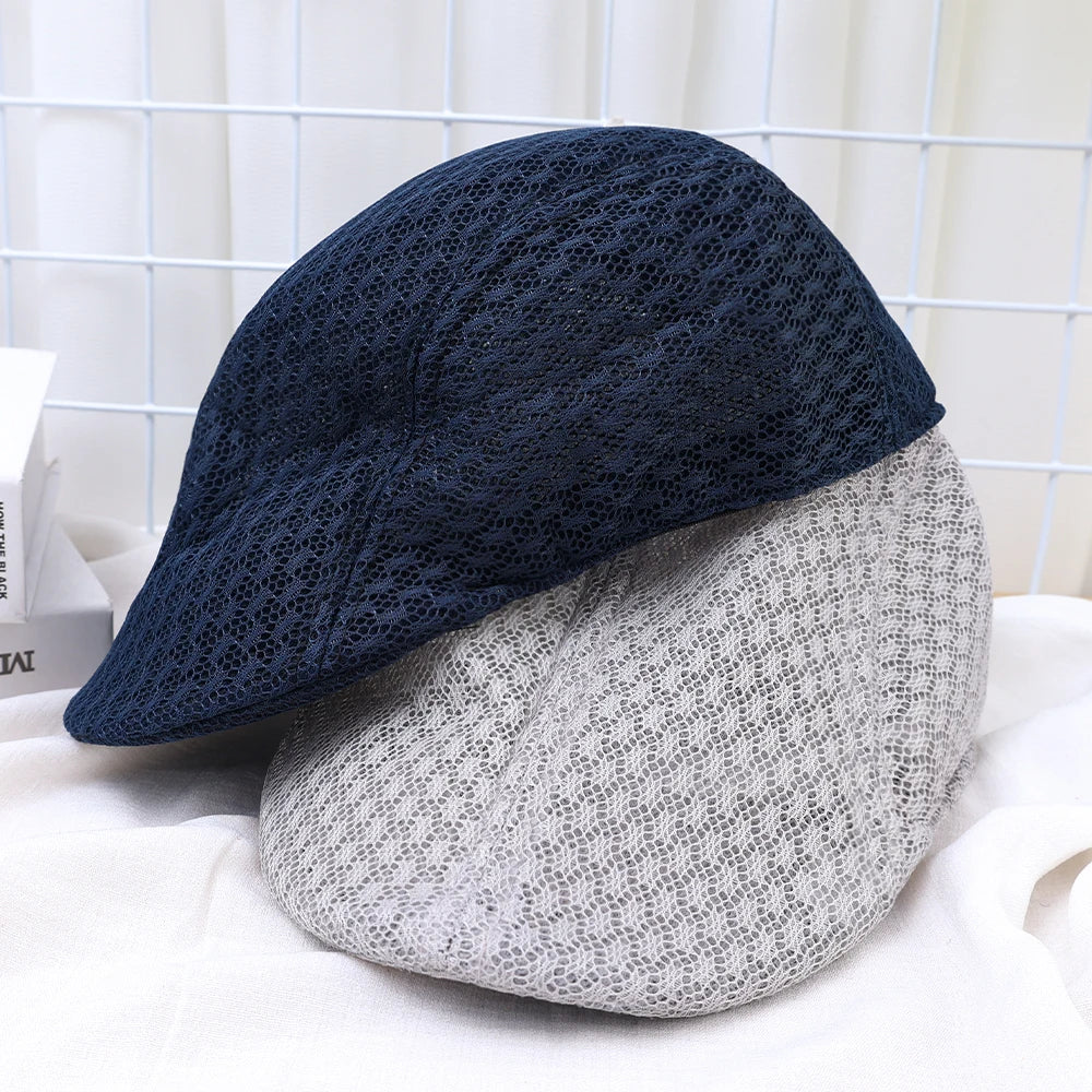 Spring Summer Hollow Berets For Men Convenient Breathable Mesh Beret Hat Quick-drying  Cap Retro Sun Hats Painter Caps
