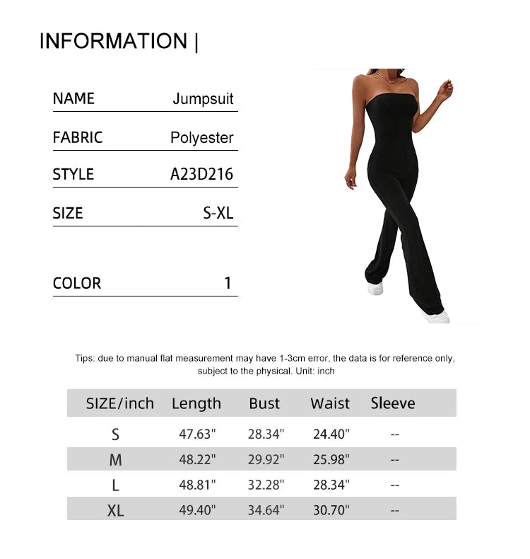 2025 Summer New Women's Bustier Jumpsuit Temperament Elegant Solid Color One-Piece Pants Pants Leg Slim Hip-Lifting Jumpsuit