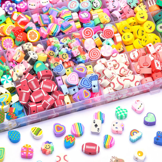 30pcs 10mm Heart Shape Beads Fruit Polymer Clay Beads Spacer Loose Beads for Jewelry Making DIY Handmade Bracelet