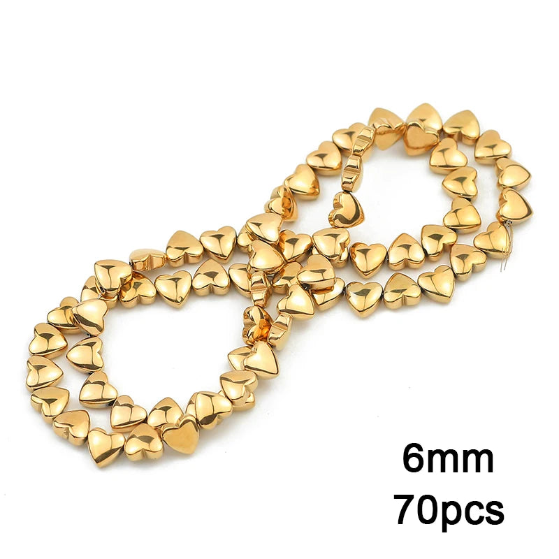 3A+ Retention Color Various Shapes Star Heart Hematite Natural Stone Plated Loose Gold Beads For Jewelry Making Diy Bracelets