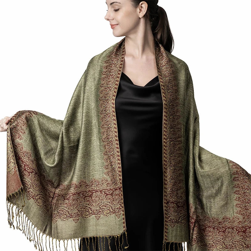Tassel Blanket Design Thick Pashmina New Winter Warm Shawl Wrap Cashmere Scarf Women Neckerchief Poncho Stoles 2024