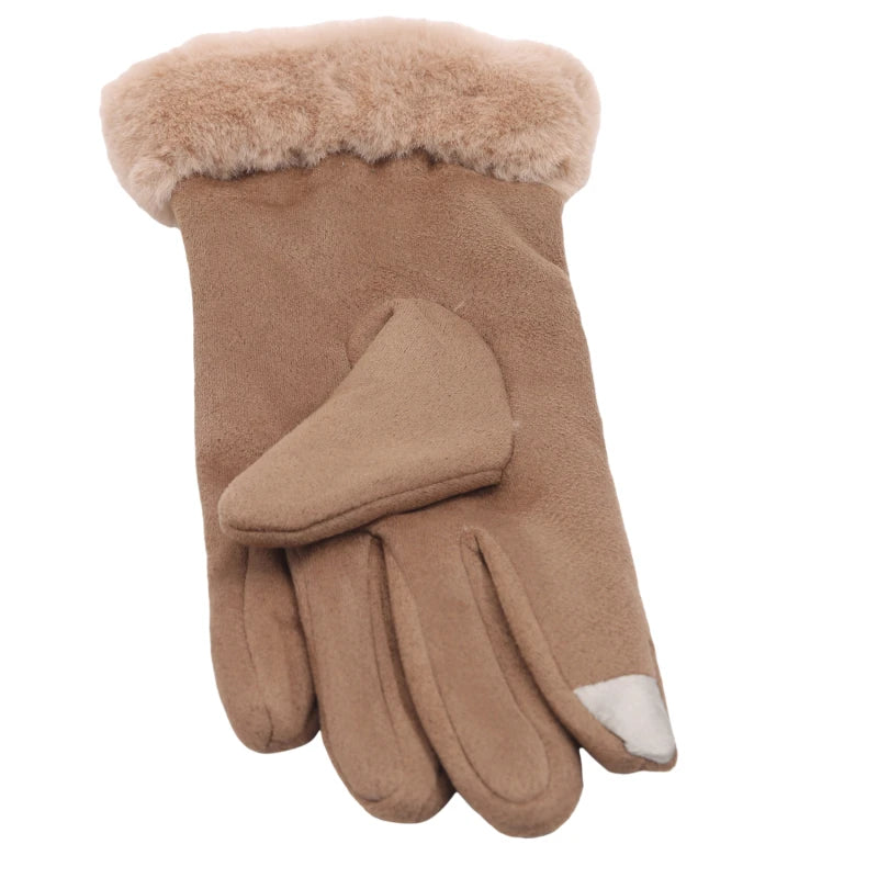 Women Gloves Autumn Winter Fashion Thickening Cold-Proof Warm Mitts Full Finger Mittens Outdoor Female Gloves Touchable Screen