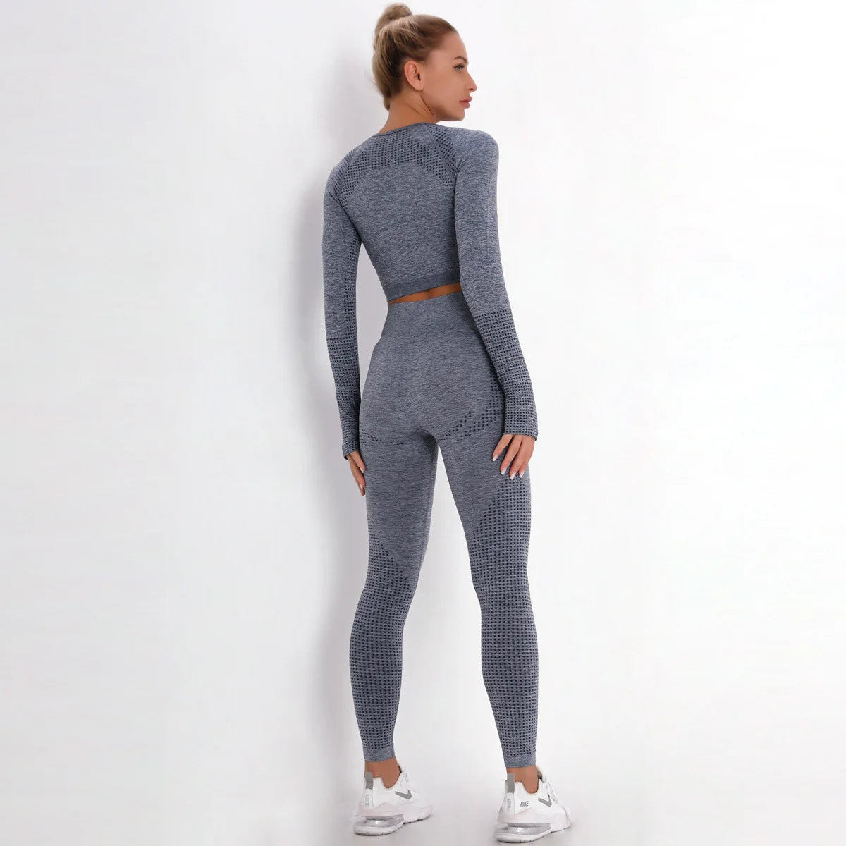 Women Seamless Gym Set Long Sleeve Top High Waist Belly Control Sport Leggings Gym Clothes Seamless Sport Suit Sexy Booty Girls Viralgem Store