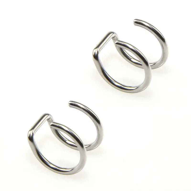 2Pcs 316L Stainless Steel Fake Ear Piercing Jewelry, Clip on Ear Cuffs Fake Lip Ring Non Piercing Labret Rings for Women Men Viralgem Store