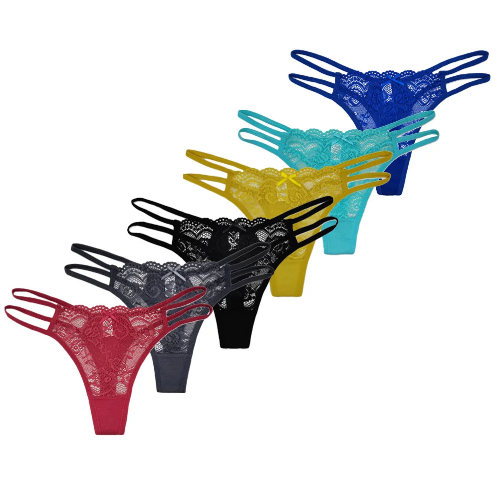5 PCS/SET Lingerie Sexy Lace Thongs Woman Low G String Girls Underpants M-XL Transparent T-back Underwear Women Panties Viralgem Store
