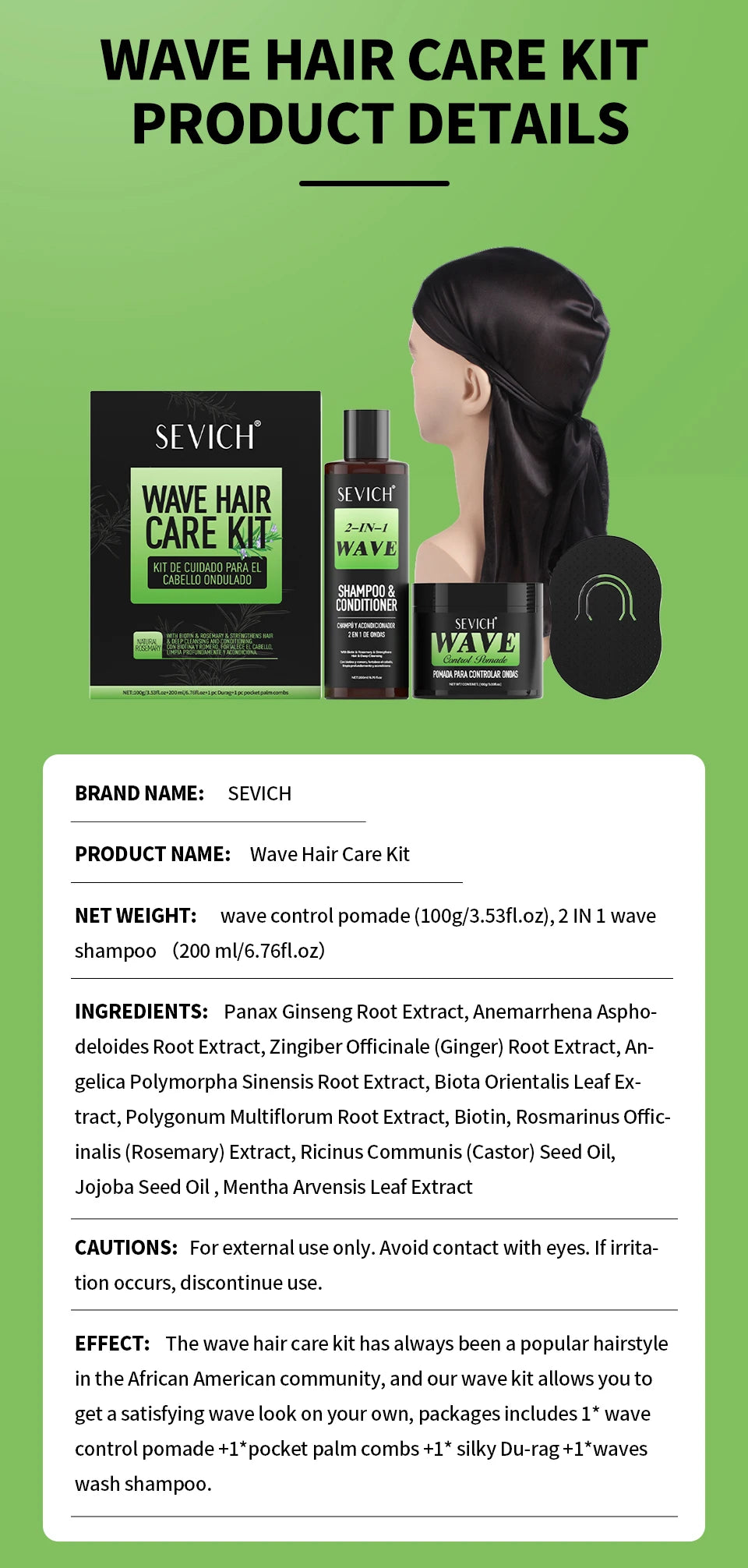 Wave Control Pomade Kit 360 Deep Wave Hair Gel Prevent hair breakage shampoo Sport Wavy Curly Hair Control Gel With Cap Kit Viralgem Store