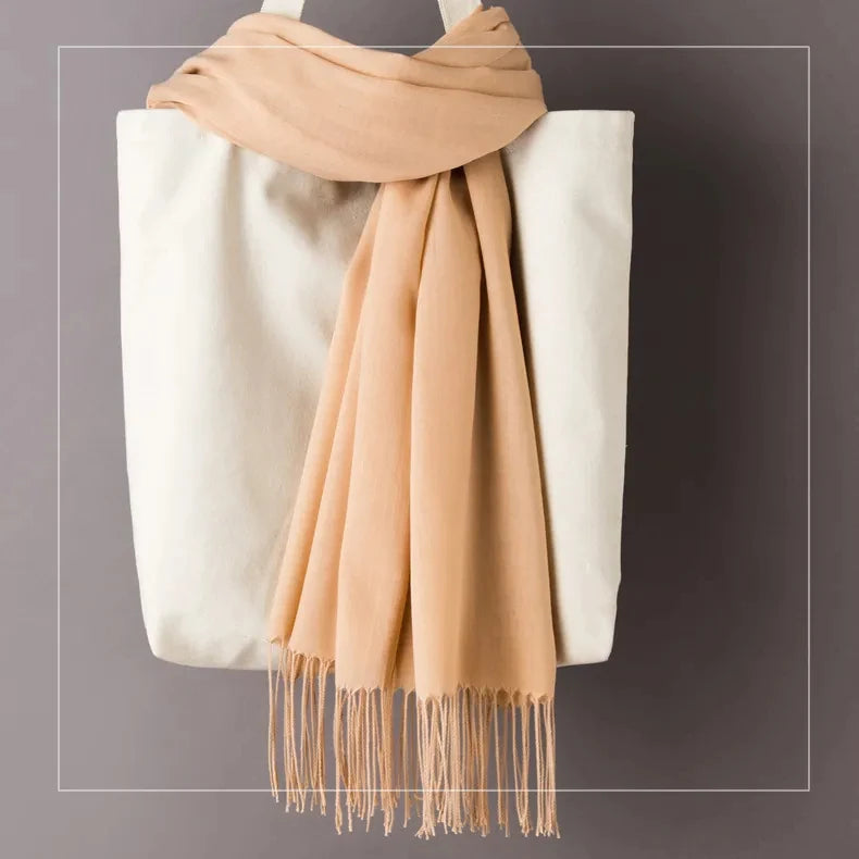 2023 New women scarf thin shawls Solid Color Women Scarf Winter Hijabs Tassels Long Cashmere Like Pashmina Hijabs Scarves Wraps Viralgem Store