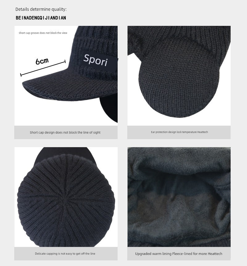 Winter Heattech Male Fleece-lined Thickened Cold Protection Cycling Hat