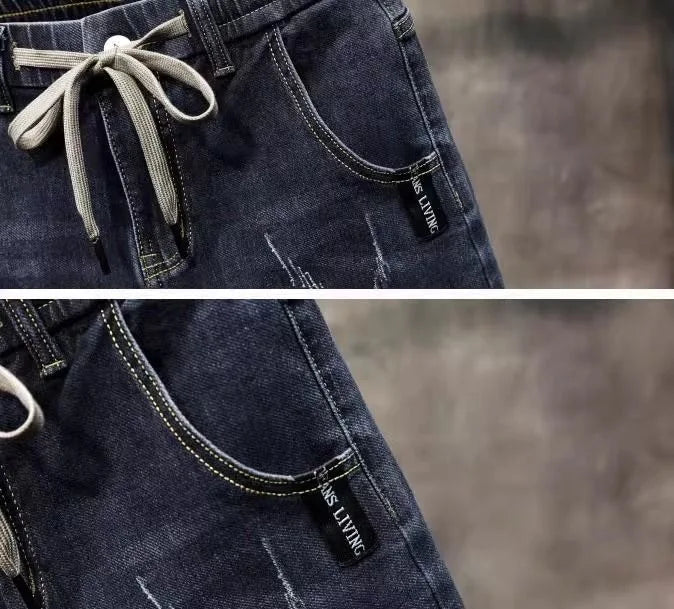 2025 Spring and Autumn New Fashion Trend Elastic Straight Leg Jeans Men's Casual Loose Comfortable High Quality Denim Pants 36