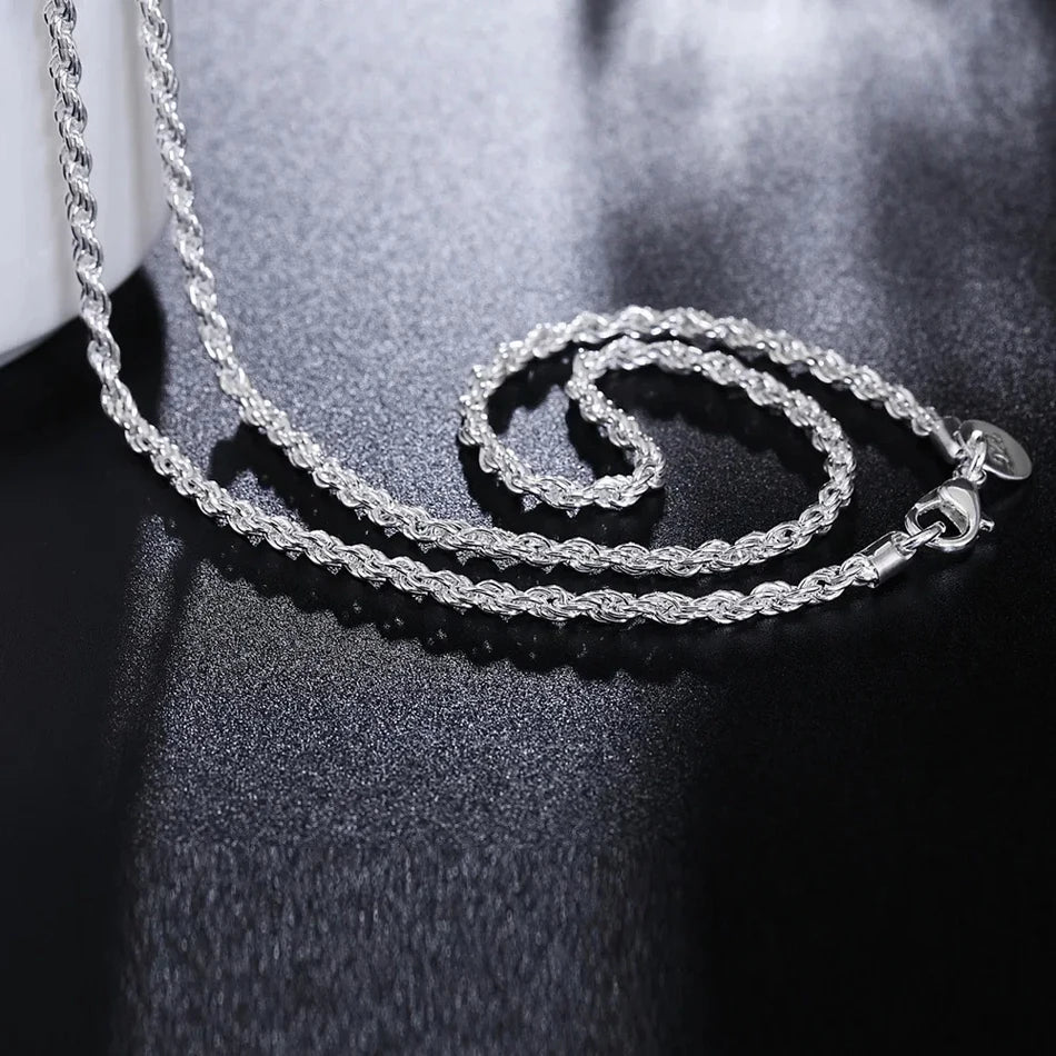40-60cm wholesale 925 Sterling silver Rope chain 3mm hot sale fashion cute women men link Necklace jewelry for pendant