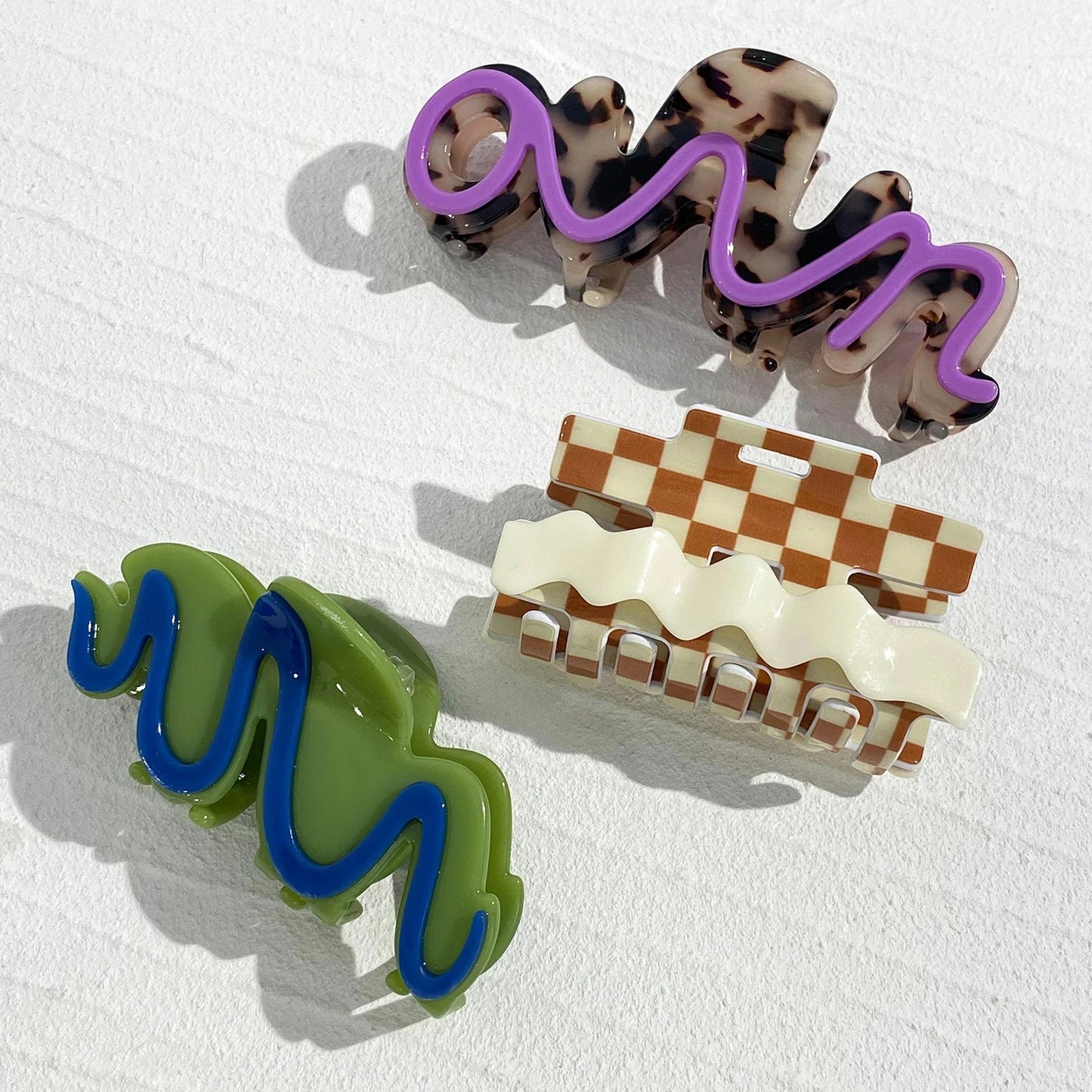 Acetate Lattice Checkerboard Irregular Geometric Big Hair Clip Claw For Women Korean Wave Barrettes Hairpin Hair Accessories Viralgem Store