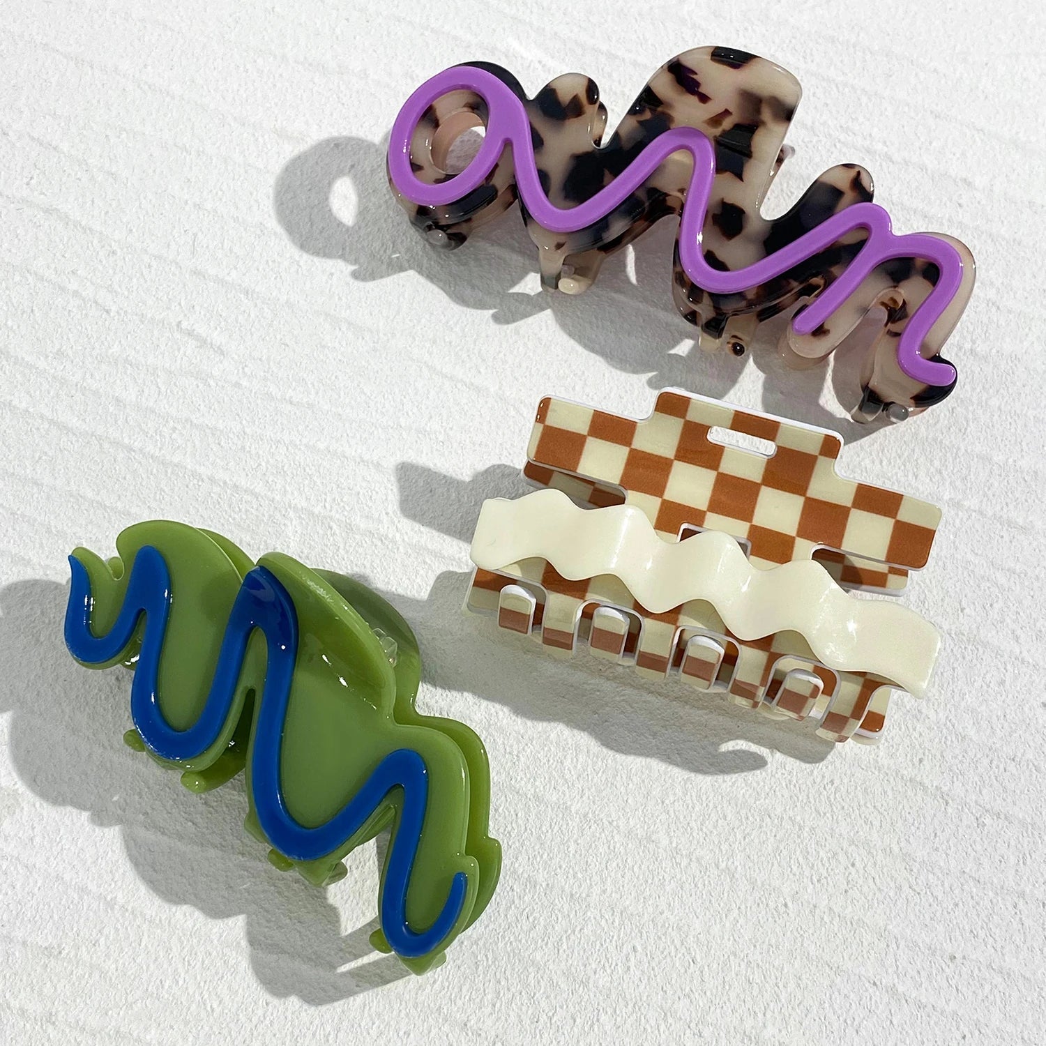 Acetate Lattice Checkerboard Irregular Geometric Big Hair Clip Claw For Women Korean Wave Barrettes Hairpin Hair Accessories Viralgem Store