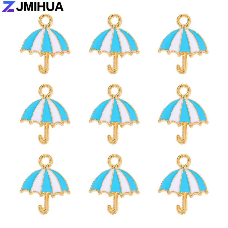20pcs/lot Metal Enamel Cute Umbrella Charms For Jewelry Making Earrings Pendant Necklaces Bracelets DIY Handmade Accessories