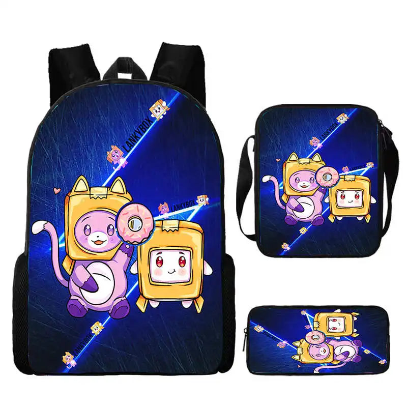 3Pcs Set LankyBox School Backpack with Shoulder Bags Pencil Case ,Cartoon Anime Games School Bags for Girls Boys  Kid Best Gift Viralgem Store