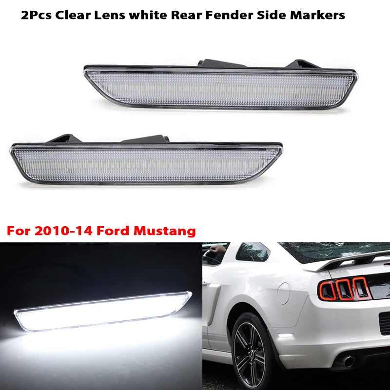 2pcs Car Front Rear Bumper Side Marker Light White For Ford Mustang Base GT Shelby GT500 Boss 302 2010 2011 2012 2013 2014
