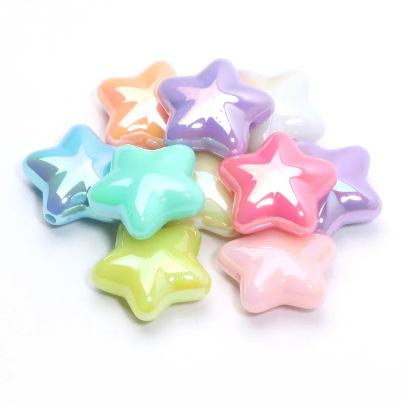 10pcs 20mm Shiny ABS Star Beads Pentagram Acrylic Spacer Beads For Jewelry Making DIY Bracelet Necklace Phone Chain Handicrafts