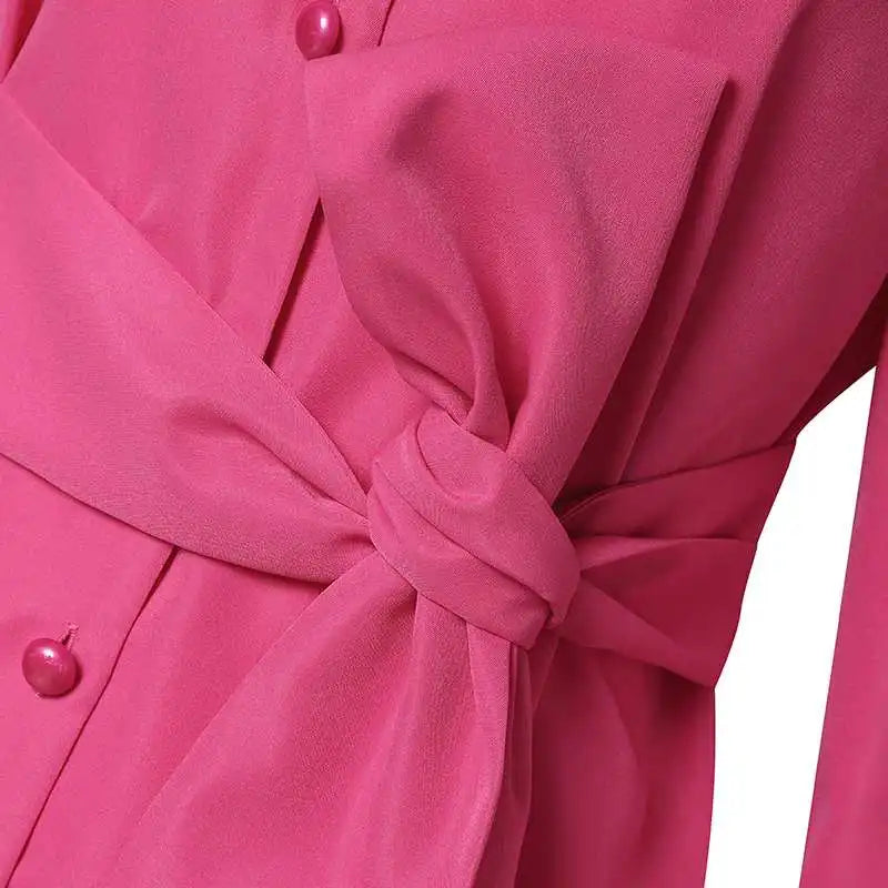 VONDA Plus Size 5XL Long Sleeve Shirt Dress Elegant Women Ruffled Sundress Buttons Solid Color Casual Lapel Belted Party Vestido