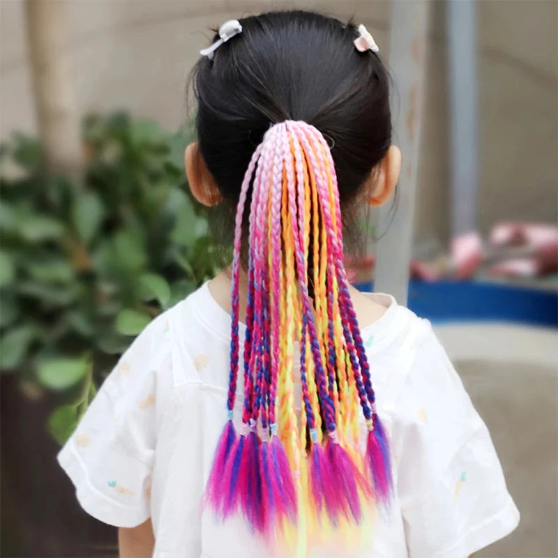 35cm Girl Thicker Wig Ponytail Hair Ropes Kids Twist Braid Rope Headdress Hair Braider Elastic Hair Band Rubber Hair Accessories Viralgem Store