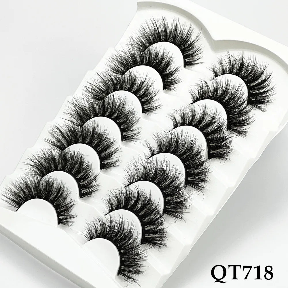 5/7/8 pairs 3D mink Lashes ,soft fluffy natural false eyelashes，individual eyelash extension, makeup tools lashes wholesale