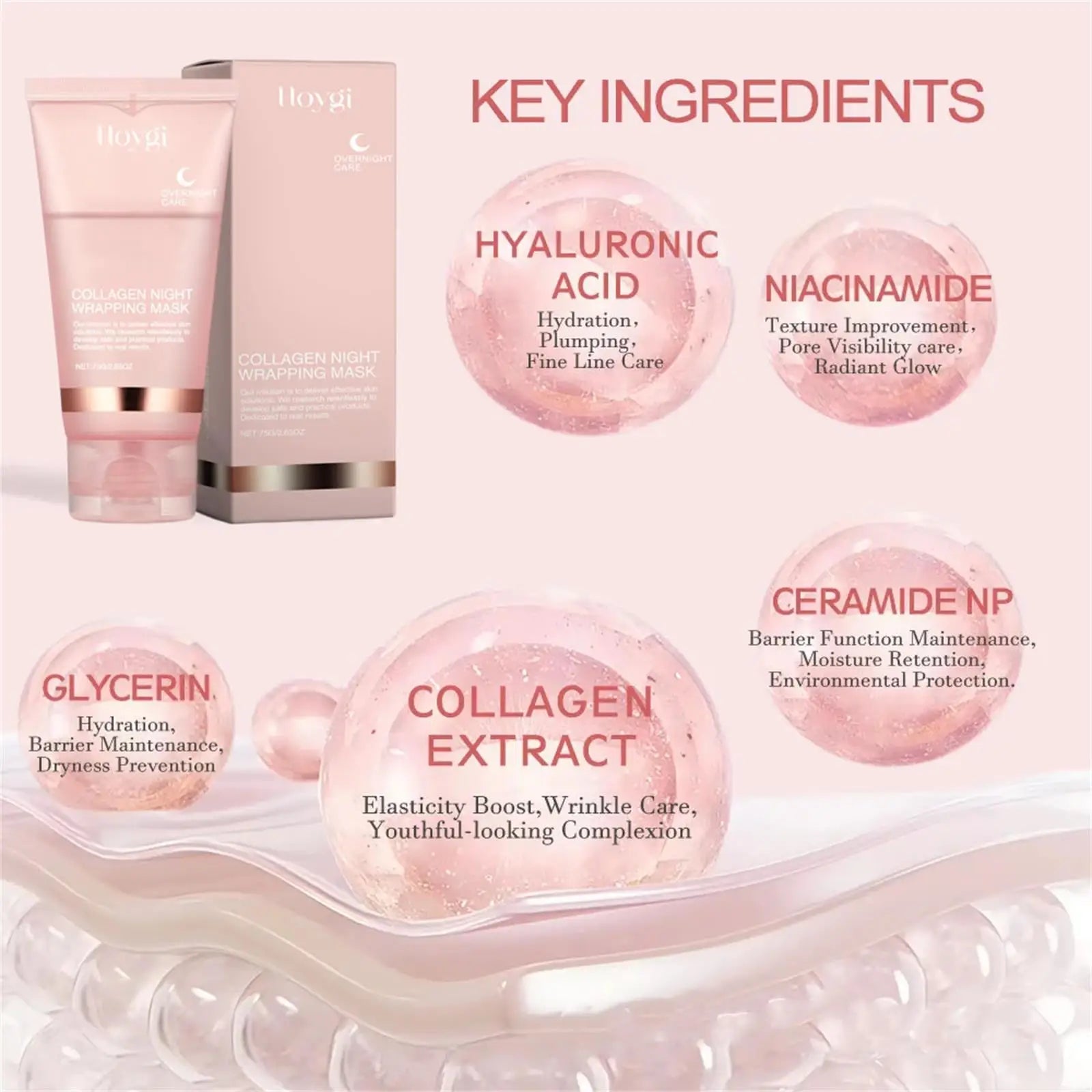 75ml Collagen Overnight Wrapping Peel Off Facial Mask Korean Collagen Night Wrapping Mask Deeply Hydrates Night Care Mask Cream Viralgem Store
