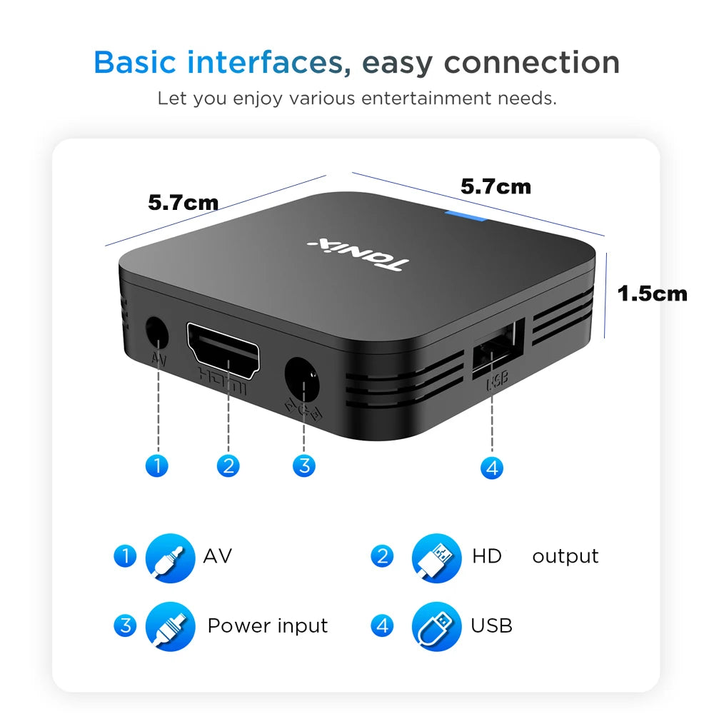 Tanix TX1 Android 10 TV Box 2.4G WIFI 4K HDR 3D 8GB 16GB Allwinner H313 Quad Core Global Media Player DC 5V/2A