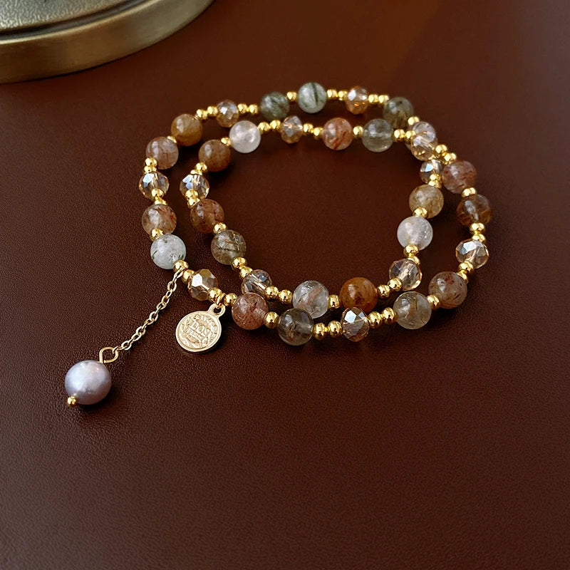 Vintage Natural Stone Strand Bracelets For Women Men Ethnic Crystal Beads Wrap Bracelet Bangle Healing Yoga Jewelry Wristband