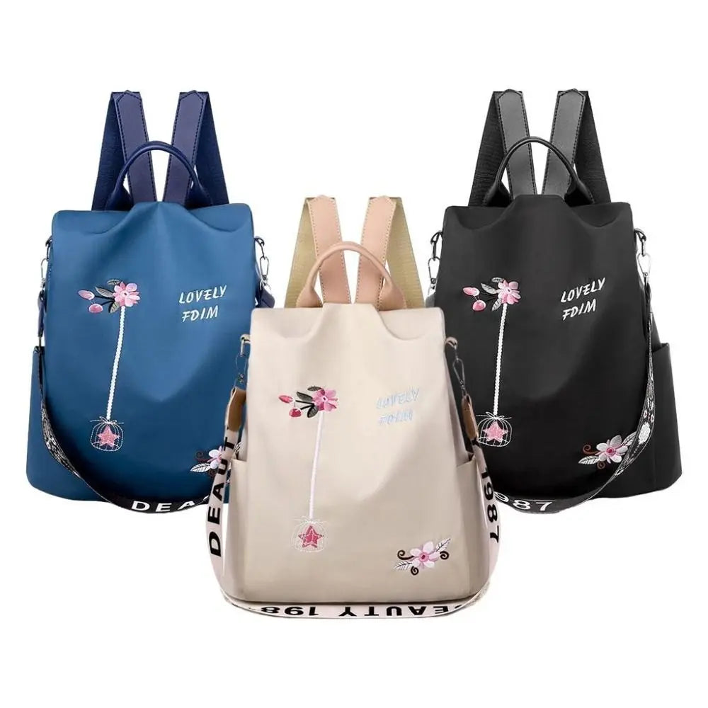 Waterproof Oxford Women Backpack Fashion Anti-theft School Bag Embroidery Designer Female Large Capacity Travel Shoulder Handbag Viralgem Store