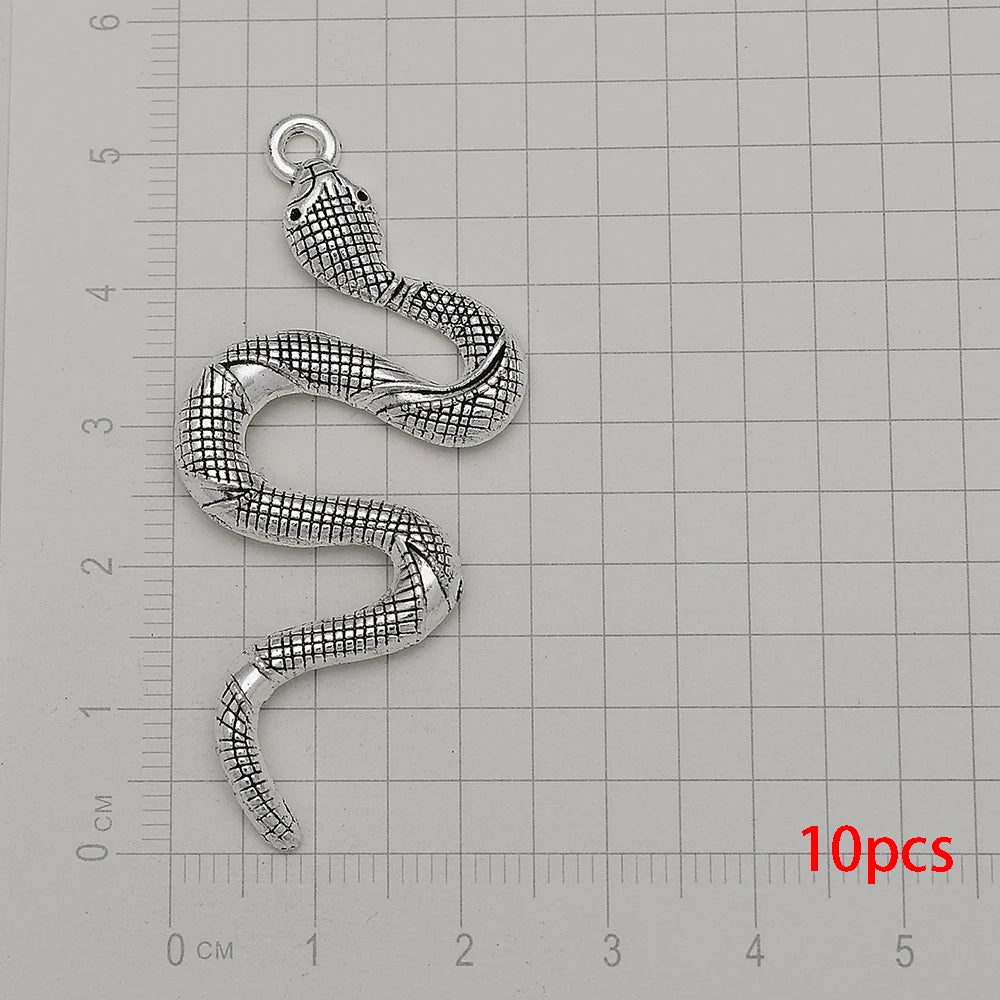 10/20pcs/lot Antique Silver Plated Snake Charms Animals Pendant For Diy Necklace Jewelry Making Findings Supplies Accessories Viralgem Store