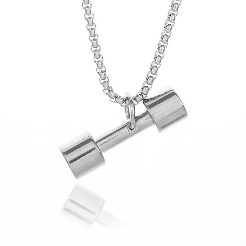 Titanium Steel Dumbbell Pendant Gym Fitness Equipment Barbell Necklace Domineering Muscular Men Fitness Leisure Sports Jewelry Viralgem Store