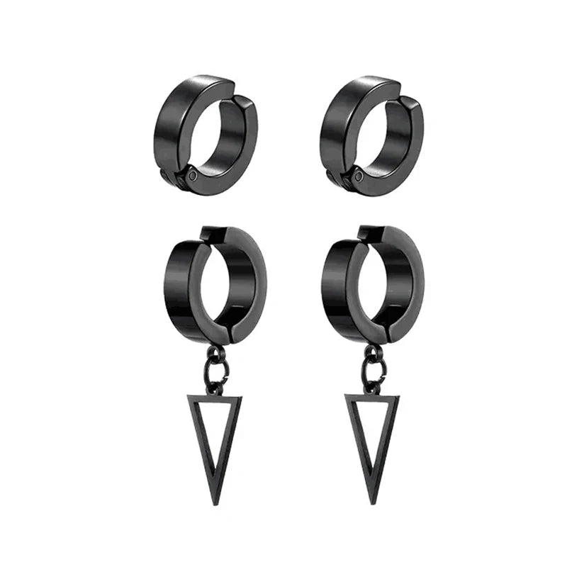 5 pairs of fashionable men's punk cross pendants stainless steel earless magnet earrings set Viralgem Store