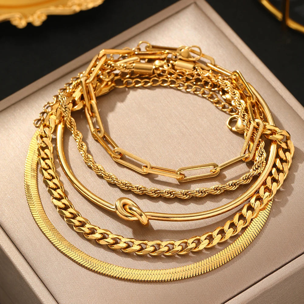 Stainless Steel Bracelet Set Classic Fashion Five Bracelet Set Exquisite Bracelet For Women Jewelry Banquet Gift Recommendation Viralgem Store