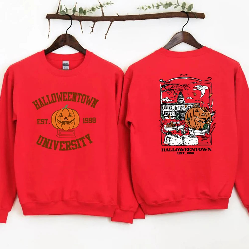 Vintage Halloweentown 1998 Sweatshirt 2 Side Print Halloweentown University Hoodie Pumpkin Fall Pullover Halloween Party Tops