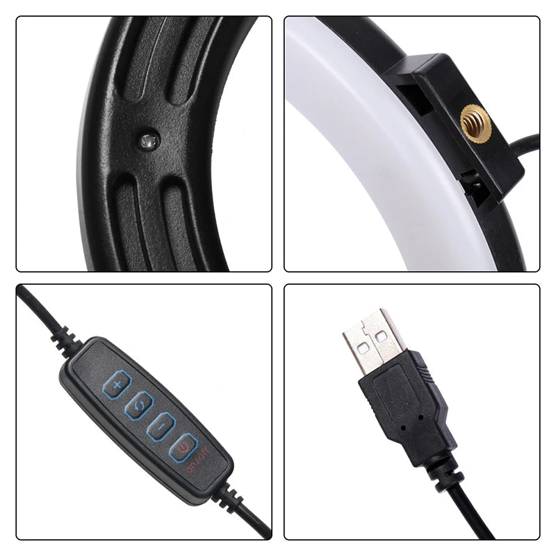 6inch Ring Light with Tripod Led Bright Ring Lamp Light Rim Song Lighting for Photography Selfie Ringlight Right Ligth