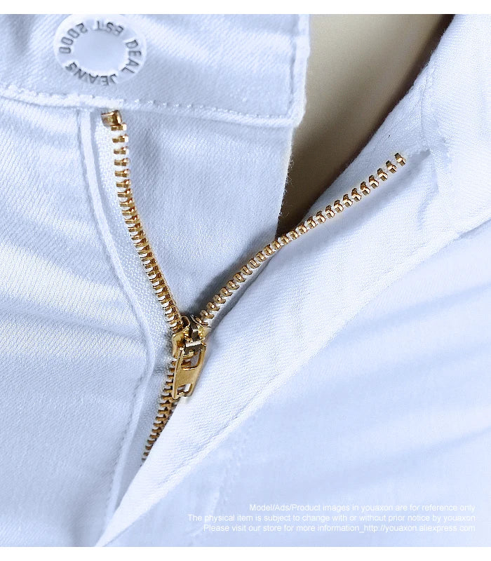 1888 Youaxon Summer Women`s High Waist White Basic Fashion Stretch Skinny Denim Pants Trousers Jeans For Women Free Shipping