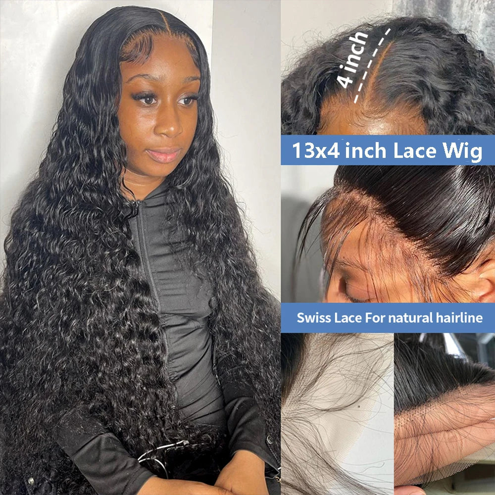 13x4 Kinky Curly Lace Front Human Hair Wigs For Women 100% Brazilian HD Deep Wave Frontal Wig Water Curly Human Hair Wig Sale Viralgem Store