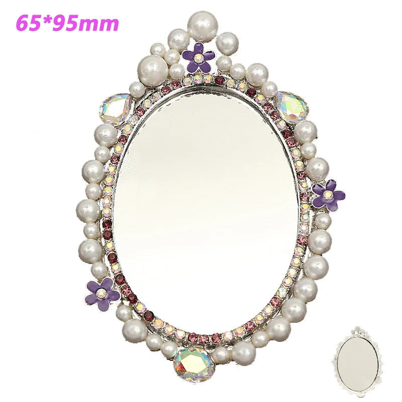 2pcs Round Mini Cute Love Heart Make Up Mirror For Mobile Phone Accessories Self-Adhesive Sticker DIY Phone Decoration Crafts Viralgem Store