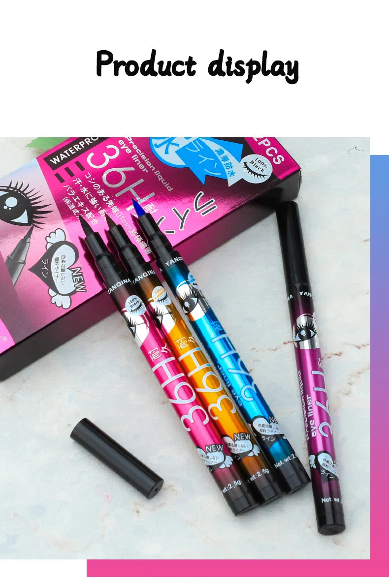 36H Black Quick-drying Eyeliner Waterproof Liquid Eye Liner Pen Long Lasting Smooth Pencil Not Blooming Eyes Makeup Cosmetics Viralgem Store