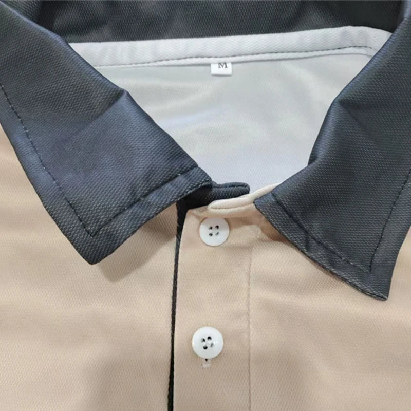 Spring Autumn 100% Polyester Breathable Business Casual Turn-down Collar Tops Men Long Sleeve 3D Digital Print Sport Polo Shirt Viralgem Store