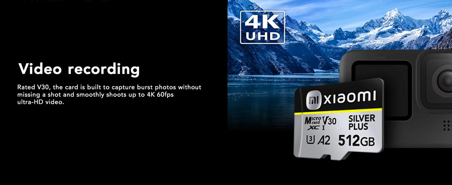 Xiaomi Micro SD Card Ultra SD Memory Card 128GB 256GB 32GB 64GB MicroSD U3 A2 TF Flash Card for Xiaomi Phone Camera table PC