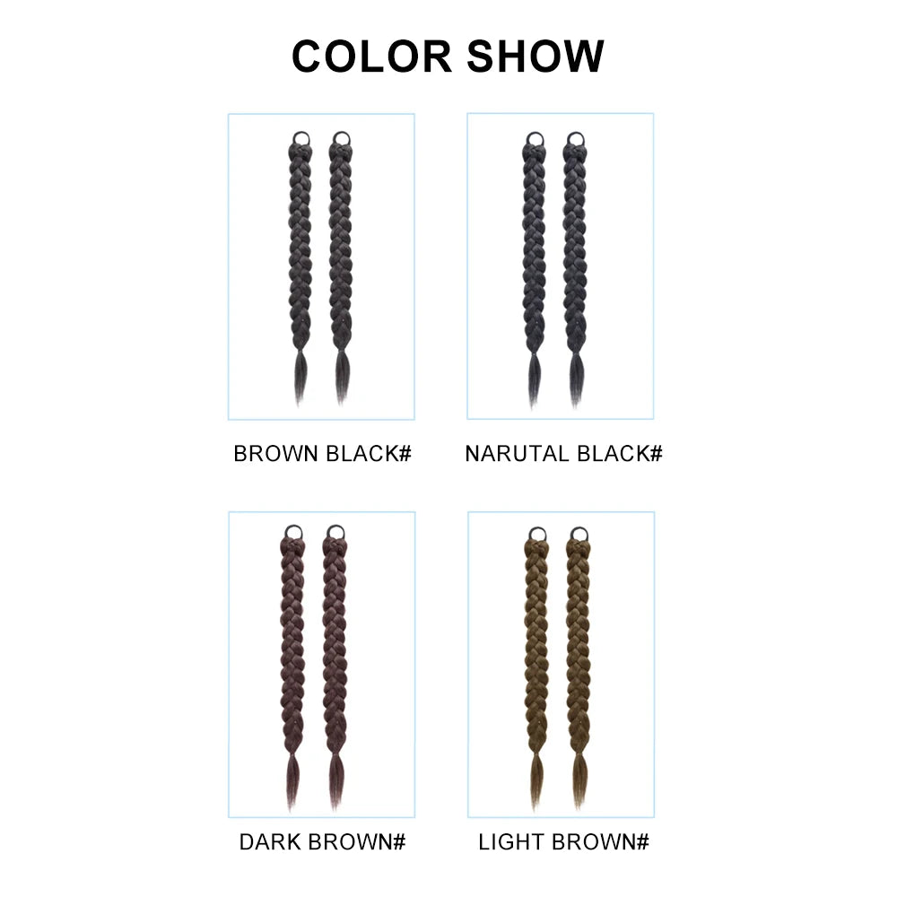 Synthetic Long Twist Braid Ponytail Extensions With Rubber Band Boxing Braided Hair Extensions For Women Daily Use Viralgem Store