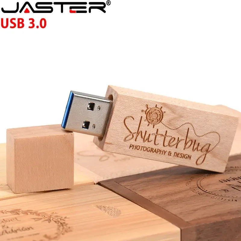 Wooden USB 3.0 Flash Drive 128GB High Speed Pen Drive 64GB Free Custom Logo Memory Stick Photography Wedding Gifts Pendrive 32GB
