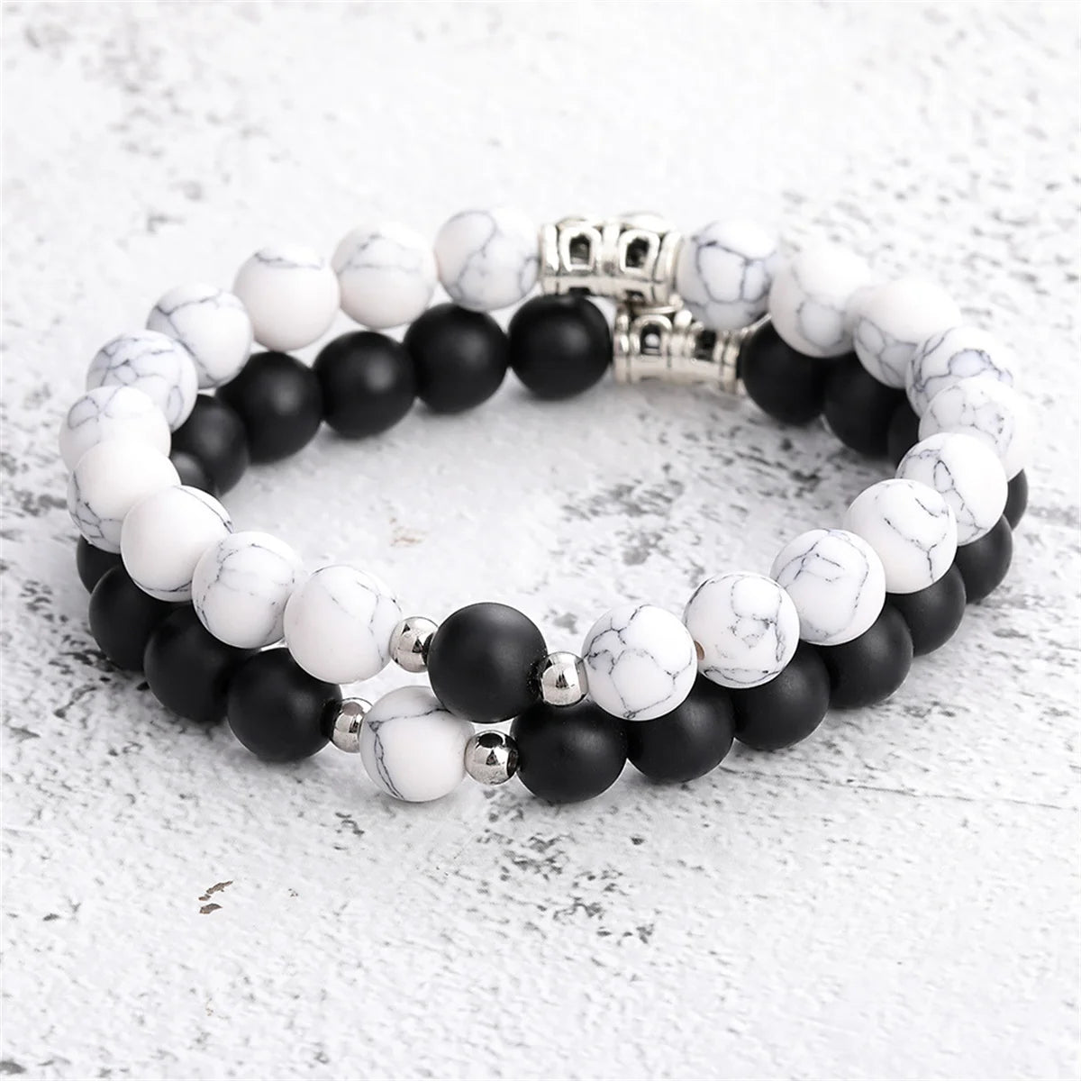 2pcs/set Natural Stone Beads Bracelet for Women Men Lovers Magnet Attraction Couple Distance Bracelets Best Friends Jewelry Gift