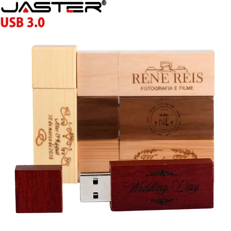 Wooden USB 3.0 Flash Drive 128GB High Speed Pen Drive 64GB Free Custom Logo Memory Stick Photography Wedding Gifts Pendrive 32GB