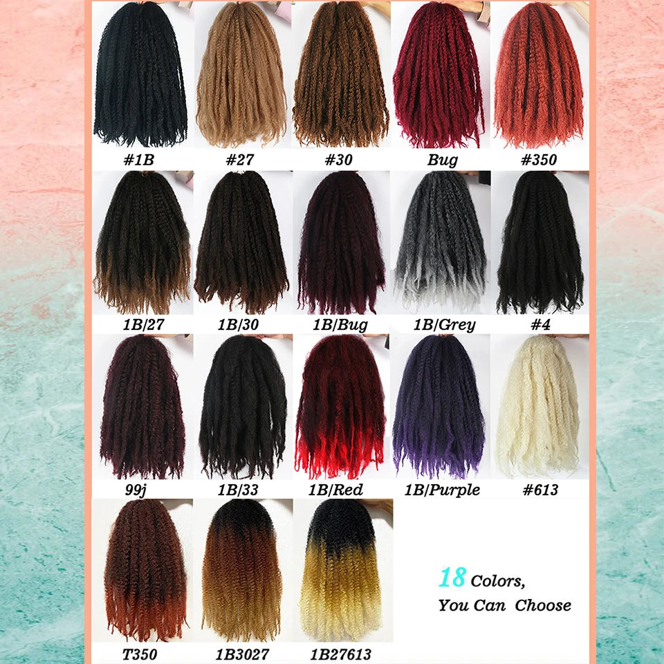 18 Inch 1-6 Packs Marley Twist Crochet Hair Black Brown to Blonde Synthetic Afro Marley Ombre Braiding Hair for Faux Locs Braids