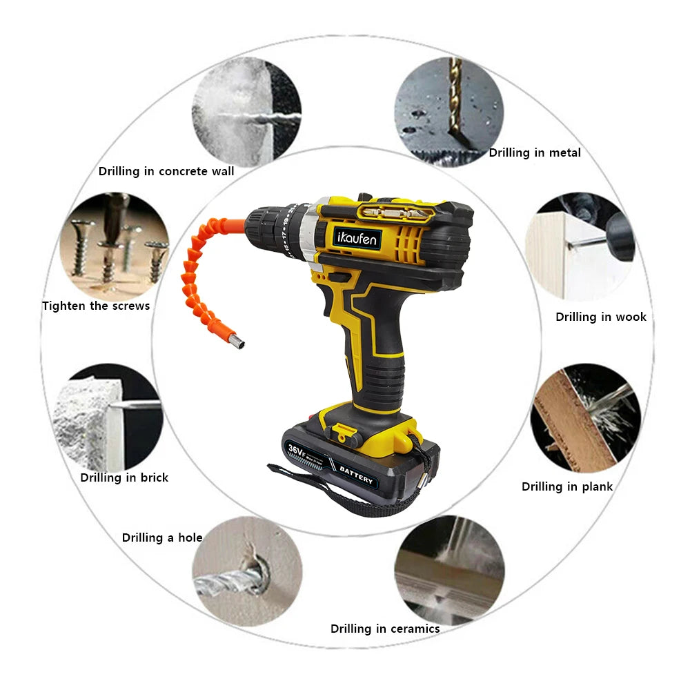 21V Cordless Drill Electric Screwdriver Mini Wireless Power Driver Lithium-Ion Battery Home DIY Cordless Drill Set