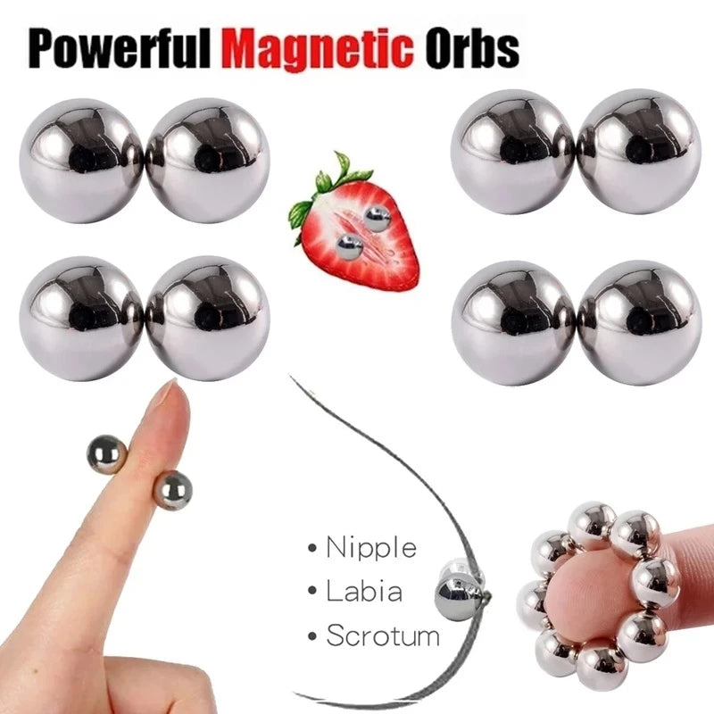 1Pair Nipple Clip and Studs Magnet Orbs Personal Fake Nipple Piercing Ring Powerful Magnet Non Piercing Giant Magnet Balls Women